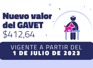 Nuevo valor del GAVET a partir del 1 de julio Nuevo valor GAVET julio 2023